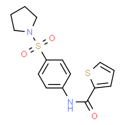 ChemSpider 2D Image | N-[4-(1-Pyrrolidinylsulfonyl)phenyl]-2-thiophenecarboxamide | C15H16N2O3S2