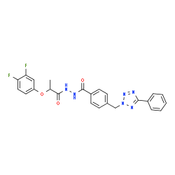 ChemSpider 2D Image | N'-[2-(3,4-Difluorophenoxy)propanoyl]-4-[(5-phenyl-2H-tetrazol-2-yl)methyl]benzohydrazide | C24H20F2N6O3