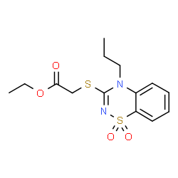 ChemSpider 2D Image | Ethyl [(1,1-dioxido-4-propyl-4H-1,2,4-benzothiadiazin-3-yl)sulfanyl]acetate | C14H18N2O4S2