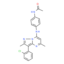 ChemSpider 2D Image | N-(4-{[3-(2-Chlorophenyl)-2,5-dimethylpyrazolo[1,5-a]pyrimidin-7-yl]amino}phenyl)acetamide | C22H20ClN5O