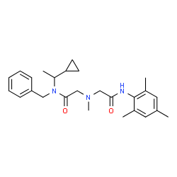ChemSpider 2D Image | N-Benzyl-N-(1-cyclopropylethyl)-2-{[2-(mesitylamino)-2-oxoethyl](methyl)amino}acetamide | C26H35N3O2