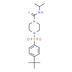 ChemSpider 2D Image | N-Isopropyl-4-{[4-(2-methyl-2-propanyl)phenyl]sulfonyl}-1-piperazinecarbothioamide | C18H29N3O2S2