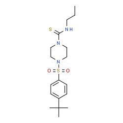 ChemSpider 2D Image | 4-{[4-(2-Methyl-2-propanyl)phenyl]sulfonyl}-N-propyl-1-piperazinecarbothioamide | C18H29N3O2S2