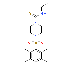ChemSpider 2D Image | N-Ethyl-4-[(pentamethylphenyl)sulfonyl]-1-piperazinecarbothioamide | C18H29N3O2S2