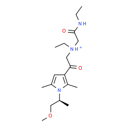 ChemSpider 2D Image | N-Ethyl-2-(ethylamino)-N-(2-{1-[(2S)-1-methoxy-2-propanyl]-2,5-dimethyl-1H-pyrrol-3-yl}-2-oxoethyl)-2-oxoethanaminium | C18H32N3O3