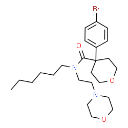 ChemSpider 2D Image | 4-(4-Bromophenyl)-N-hexyl-N-[2-(4-morpholinyl)ethyl]tetrahydro-2H-pyran-4-carboxamide | C24H37BrN2O3