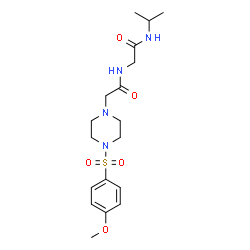 ChemSpider 2D Image | N-Isopropyl-N~2~-({4-[(4-methoxyphenyl)sulfonyl]-1-piperazinyl}acetyl)glycinamide | C18H28N4O5S