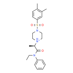 ChemSpider 2D Image | 4-[(3,4-Dimethylphenyl)sulfonyl]-1-{(2R)-1-[ethyl(phenyl)amino]-1-oxo-2-propanyl}piperazin-1-ium | C23H32N3O3S