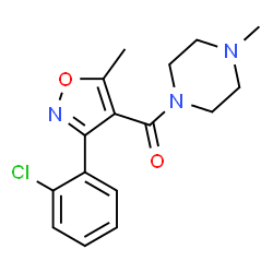 ChemSpider 2D Image | 1-[3-(2-chlorophenyl)-5-methyl-1,2-oxazole-4-carbonyl]-4-methylpiperazine | C16H18ClN3O2