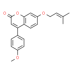 ChemSpider 2D Image | 4-(4-Methoxyphenyl)-7-[(3-methyl-2-buten-1-yl)oxy]-2H-chromen-2-one | C21H20O4