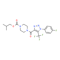 ChemSpider 2D Image | Isobutyl 4-{[1-(4-fluorophenyl)-5-(trifluoromethyl)-1H-1,2,3-triazol-4-yl]carbonyl}-1-piperazinecarboxylate | C19H21F4N5O3