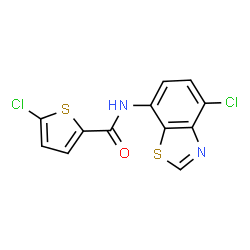 ChemSpider 2D Image | 5-Chloro-N-(4-chloro-1,3-benzothiazol-7-yl)-2-thiophenecarboxamide | C12H6Cl2N2OS2