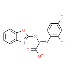 ChemSpider 2D Image | (2Z)-2-(1,3-Benzoxazol-2-ylsulfanyl)-3-(2,4-dimethoxyphenyl)acrylate | C18H14NO5S