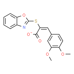 ChemSpider 2D Image | (2E)-2-(1,3-Benzoxazol-2-ylsulfanyl)-3-(3,4-dimethoxyphenyl)acrylate | C18H14NO5S