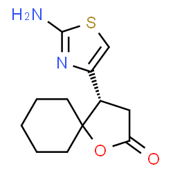ChemSpider 2D Image | (4S)-4-(2-Amino-1,3-thiazol-4-yl)-1-oxaspiro[4.5]decan-2-one | C12H16N2O2S