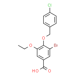ChemSpider 2D Image | 3-Bromo-4-[(4-chlorobenzyl)oxy]-5-ethoxybenzoic acid | C16H14BrClO4