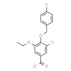 ChemSpider 2D Image | 3-Chloro-4-[(4-chlorobenzyl)oxy]-5-ethoxybenzoate | C16H13Cl2O4