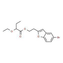 ChemSpider 2D Image | 2-(5-Bromo-1-benzofuran-2-yl)ethyl 2-ethoxybutanoate | C16H19BrO4