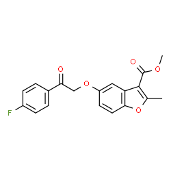 ChemSpider 2D Image | Methyl 5-[2-(4-fluorophenyl)-2-oxoethoxy]-2-methyl-1-benzofuran-3-carboxylate | C19H15FO5