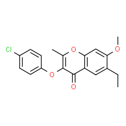 ChemSpider 2D Image | 3-(4-Chlorophenoxy)-6-ethyl-7-methoxy-2-methyl-4H-chromen-4-one | C19H17ClO4