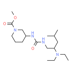 ChemSpider 2D Image | Methyl 3-({[2-(diethylamino)-4-methylpentyl]carbamoyl}amino)-1-piperidinecarboxylate | C18H36N4O3