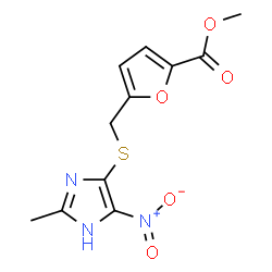 ChemSpider 2D Image | Methyl 5-{[(2-methyl-4-nitro-1H-imidazol-5-yl)sulfanyl]methyl}-2-furoate | C11H11N3O5S