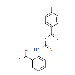 ChemSpider 2D Image | 2-{[(4-Fluorobenzoyl)carbamothioyl]amino}benzoic acid | C15H11FN2O3S