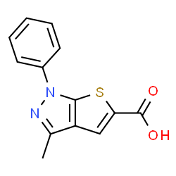 ChemSpider 2D Image | 3-methyl-1-phenylthieno[2,3-c]pyrazole-5-carboxylic acid | C13H10N2O2S