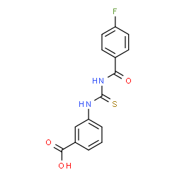 ChemSpider 2D Image | 3-{[(4-Fluorobenzoyl)carbamothioyl]amino}benzoic acid | C15H11FN2O3S