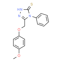 ChemSpider 2D Image | 5-[(4-methoxyphenoxy)methyl]-4-phenyl-4H-1,2,4-triazole-3-thiol | C16H15N3O2S