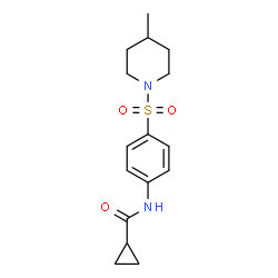 ChemSpider 2D Image | N-{4-[(4-Methyl-1-piperidinyl)sulfonyl]phenyl}cyclopropanecarboxamide | C16H22N2O3S