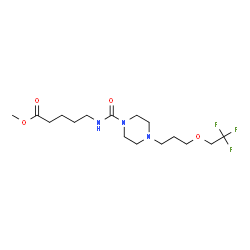 ChemSpider 2D Image | Methyl 5-[({4-[3-(2,2,2-trifluoroethoxy)propyl]-1-piperazinyl}carbonyl)amino]pentanoate | C16H28F3N3O4