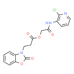 ChemSpider 2D Image | 2-[(2-Chloro-3-pyridinyl)amino]-2-oxoethyl 3-(2-oxo-1,3-benzoxazol-3(2H)-yl)propanoate | C17H14ClN3O5
