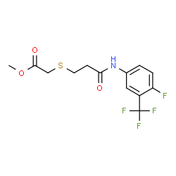 ChemSpider 2D Image | Methyl [(3-{[4-fluoro-3-(trifluoromethyl)phenyl]amino}-3-oxopropyl)sulfanyl]acetate | C13H13F4NO3S