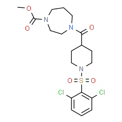 ChemSpider 2D Image | Methyl 4-({1-[(2,6-dichlorophenyl)sulfonyl]-4-piperidinyl}carbonyl)-1,4-diazepane-1-carboxylate | C19H25Cl2N3O5S
