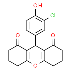 ChemSpider 2D Image | 9-(3-Chloro-4-hydroxyphenyl)-3,4,5,6,7,9-hexahydro-1H-xanthene-1,8(2H)-dione | C19H17ClO4