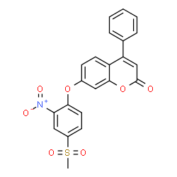 ChemSpider 2D Image | 7-[4-(Methylsulfonyl)-2-nitrophenoxy]-4-phenyl-2H-chromen-2-one | C22H15NO7S