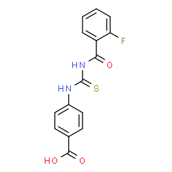 ChemSpider 2D Image | 4-{[(2-Fluorobenzoyl)carbamothioyl]amino}benzoic acid | C15H11FN2O3S