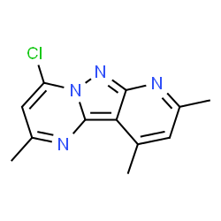 ChemSpider 2D Image | 4-Chloro-2,8,10-trimethylpyrido[2',3':3,4]pyrazolo[1,5-a]pyrimidine | C12H11ClN4