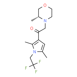 ChemSpider 2D Image | 1-[2,5-Dimethyl-1-(2,2,2-trifluoroethyl)-1H-pyrrol-3-yl]-2-[(3R)-3-methyl-4-morpholinyl]ethanone | C15H21F3N2O2