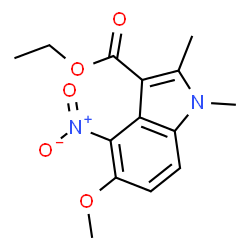 ChemSpider 2D Image | Ethyl 5-methoxy-1,2-dimethyl-4-nitro-1H-indole-3-carboxylate | C14H16N2O5