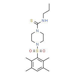 ChemSpider 2D Image | N-Propyl-4-[(2,3,5,6-tetramethylphenyl)sulfonyl]-1-piperazinecarbothioamide | C18H29N3O2S2