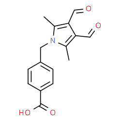 ChemSpider 2D Image | 4-[(3,4-Diformyl-2,5-dimethyl-1H-pyrrol-1-yl)methyl]benzoic acid | C16H15NO4