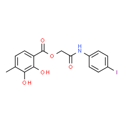 ChemSpider 2D Image | 2-[(4-Iodophenyl)amino]-2-oxoethyl 2,3-dihydroxy-4-methylbenzoate | C16H14INO5