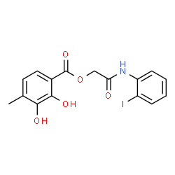 ChemSpider 2D Image | 2-[(2-Iodophenyl)amino]-2-oxoethyl 2,3-dihydroxy-4-methylbenzoate | C16H14INO5