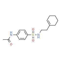 ChemSpider 2D Image | N-(4-{[2-(1-Cyclohexen-1-yl)ethyl]sulfamoyl}phenyl)acetamide | C16H22N2O3S
