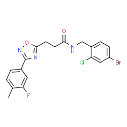 ChemSpider 2D Image | N-(4-Bromo-2-chlorobenzyl)-3-[3-(3-fluoro-4-methylphenyl)-1,2,4-oxadiazol-5-yl]propanamide | C19H16BrClFN3O2