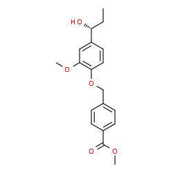 ChemSpider 2D Image | Methyl 4-({4-[(1R)-1-hydroxypropyl]-2-methoxyphenoxy}methyl)benzoate | C19H22O5