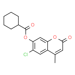 ChemSpider 2D Image | 6-Chloro-4-methyl-2-oxo-2H-chromen-7-yl cyclohexanecarboxylate | C17H17ClO4