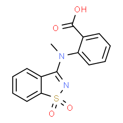 ChemSpider 2D Image | 2-[(1,1-Dioxido-1,2-benzothiazol-3-yl)(methyl)amino]benzoic acid | C15H12N2O4S
